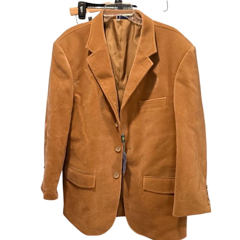 Blu Martini Brown Tan Velour Blazer Jacket, size 42R NWT